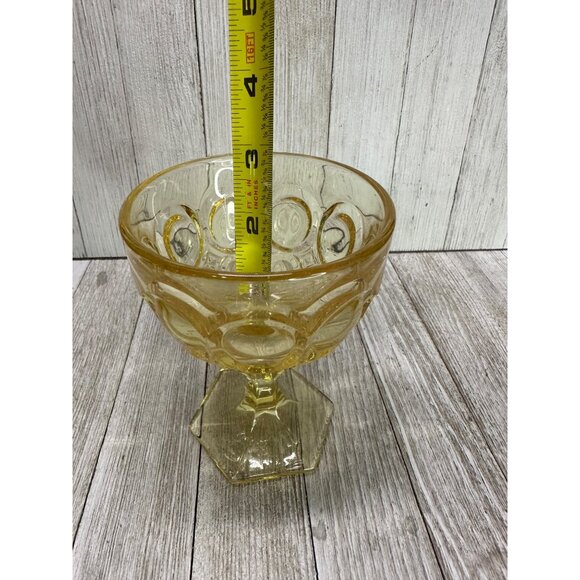 Vtg Fostoria Moonstone Yellow Gold Amber Champagne Goblets  5 1/8" Tall Set of 2 - Picture 11 of 12